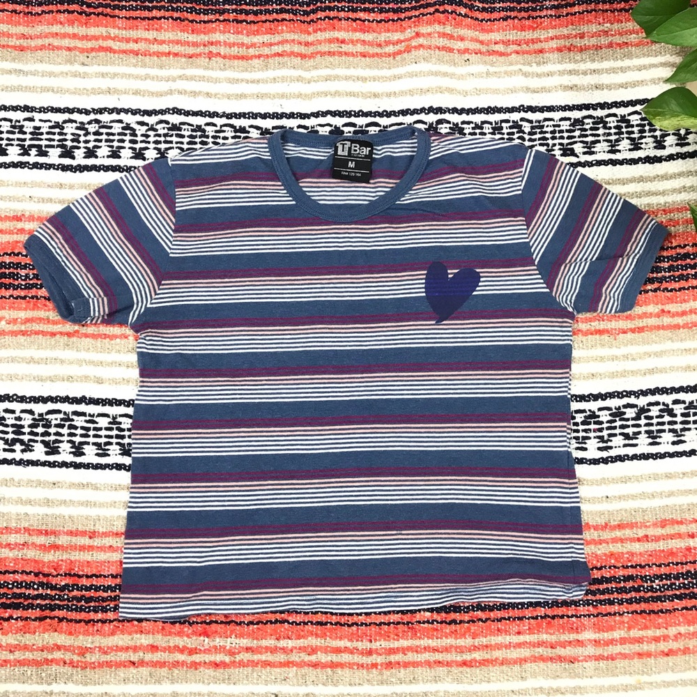 T Bar Women’s Stripped Crop Top Shirt Sz. M